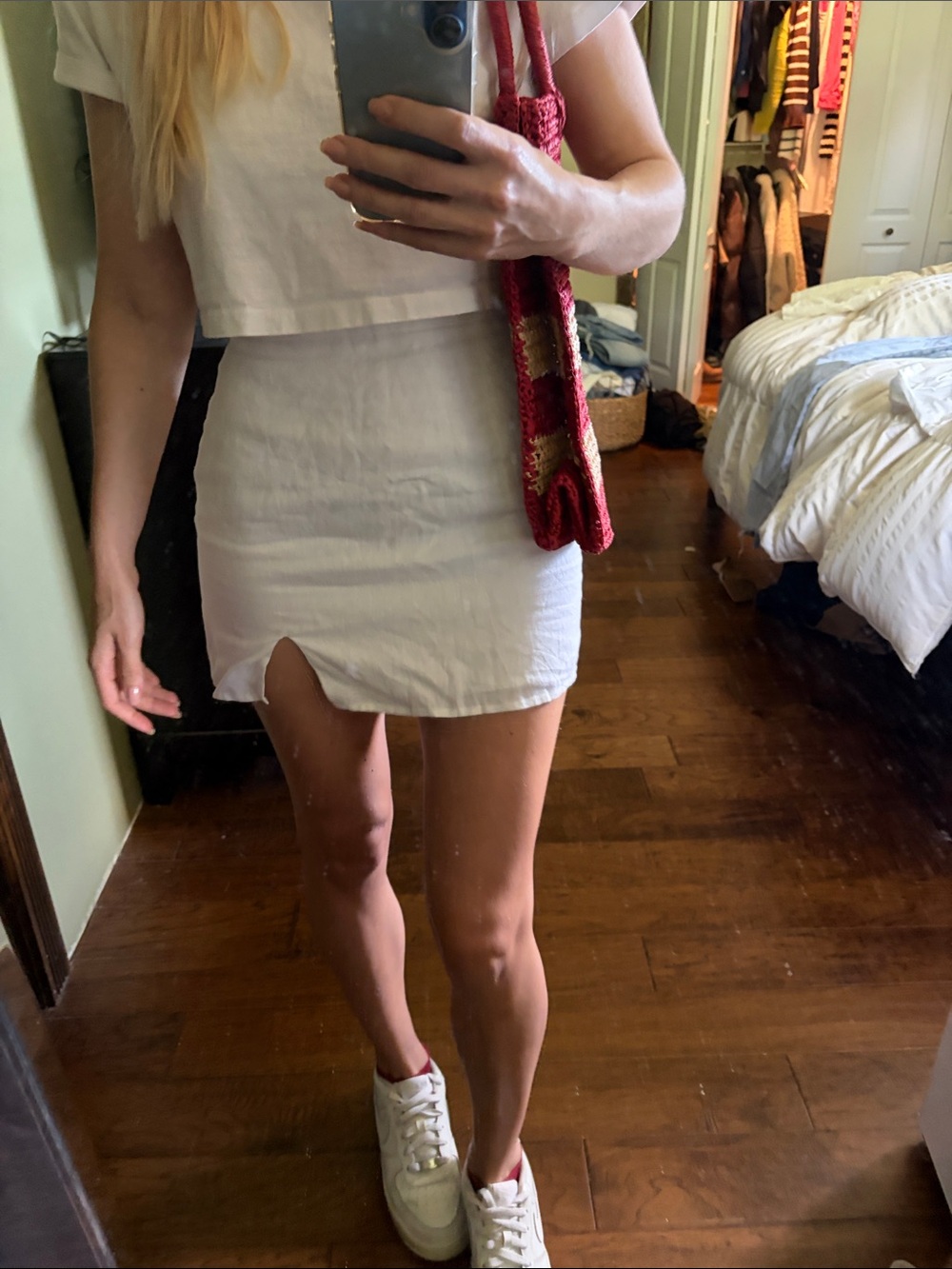 Verge girl Linen white mini skirt size 6
